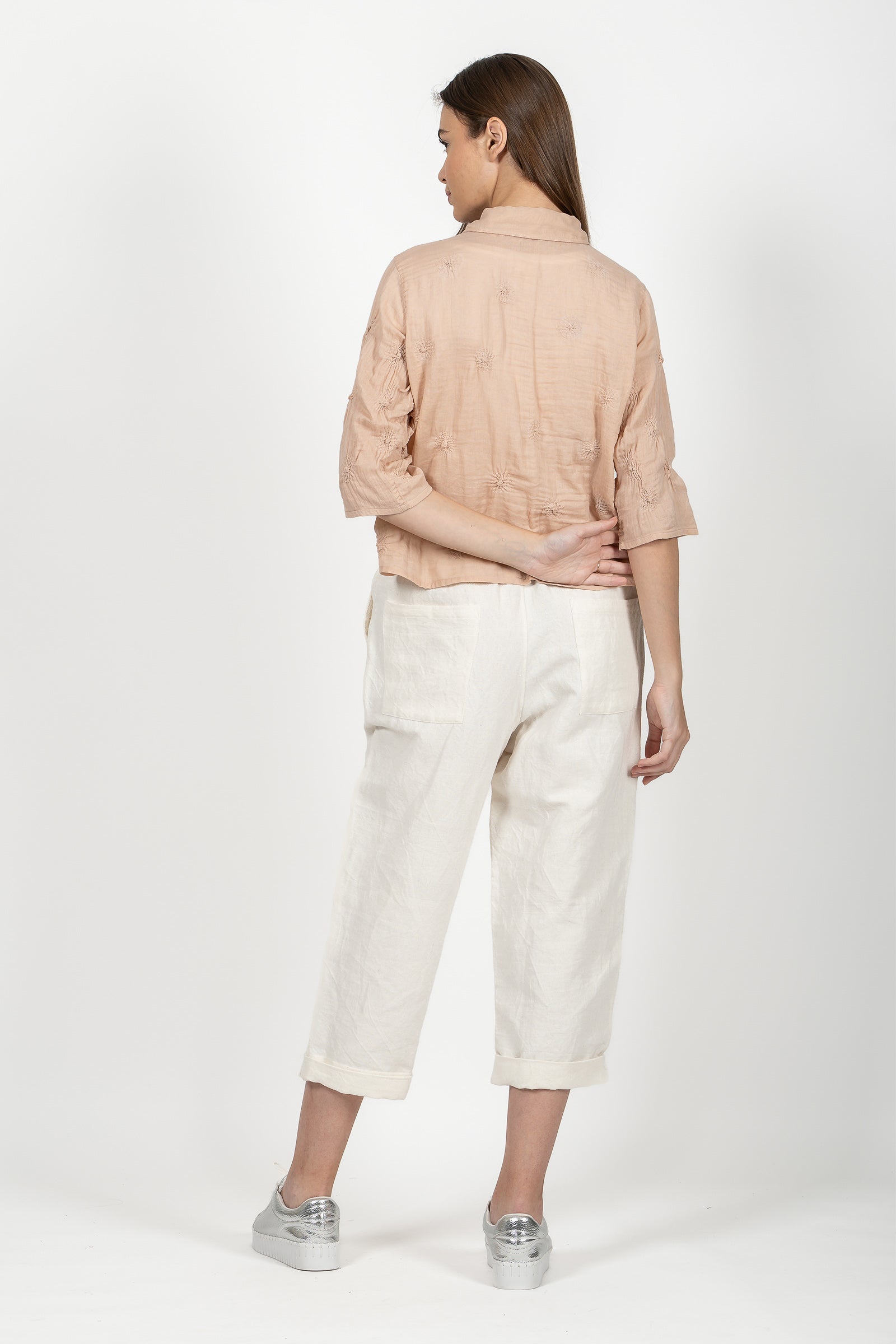 Gauze Shibori Garment Cropped Shirt