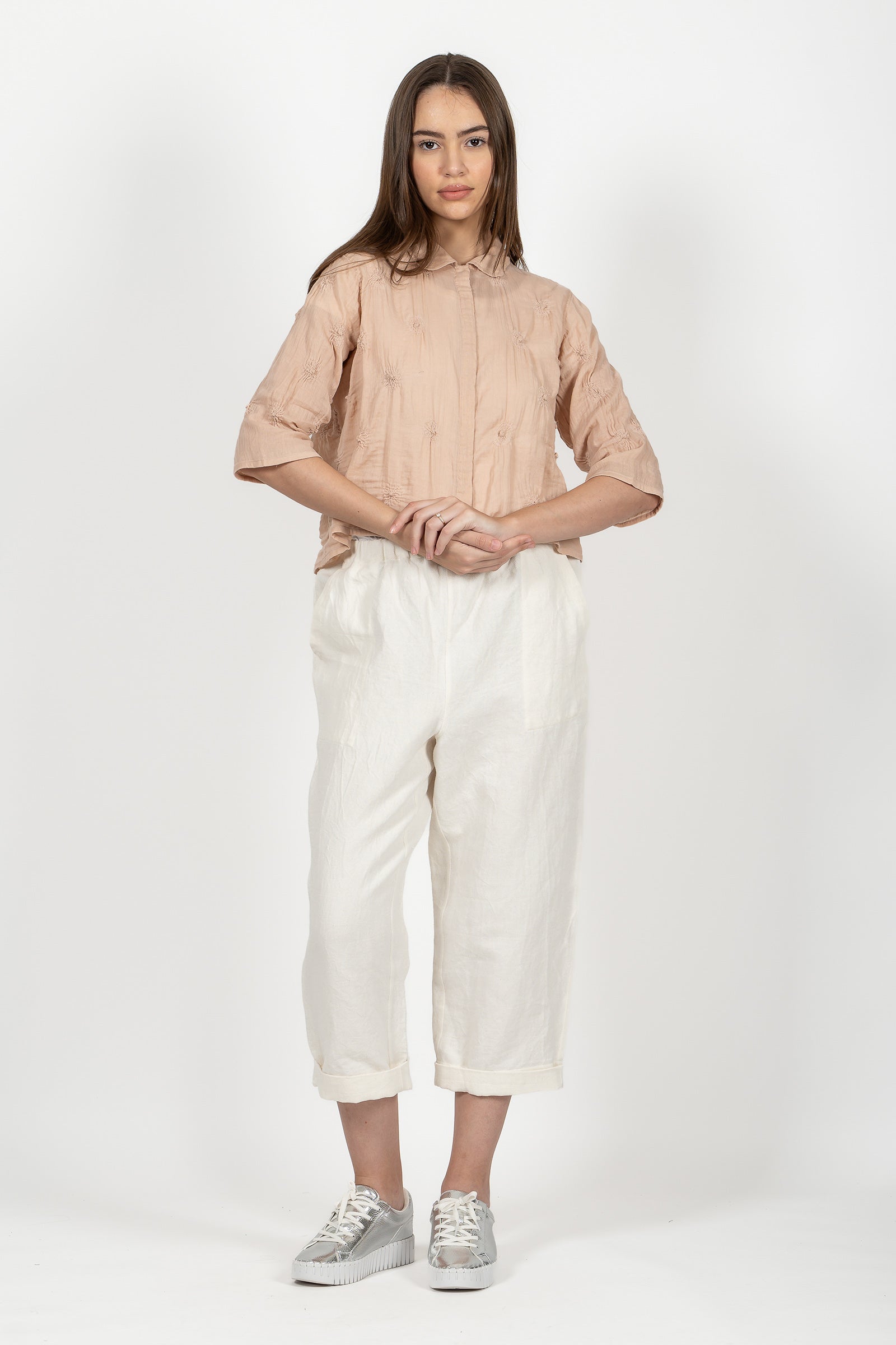 Gauze Shibori Garment Cropped Shirt