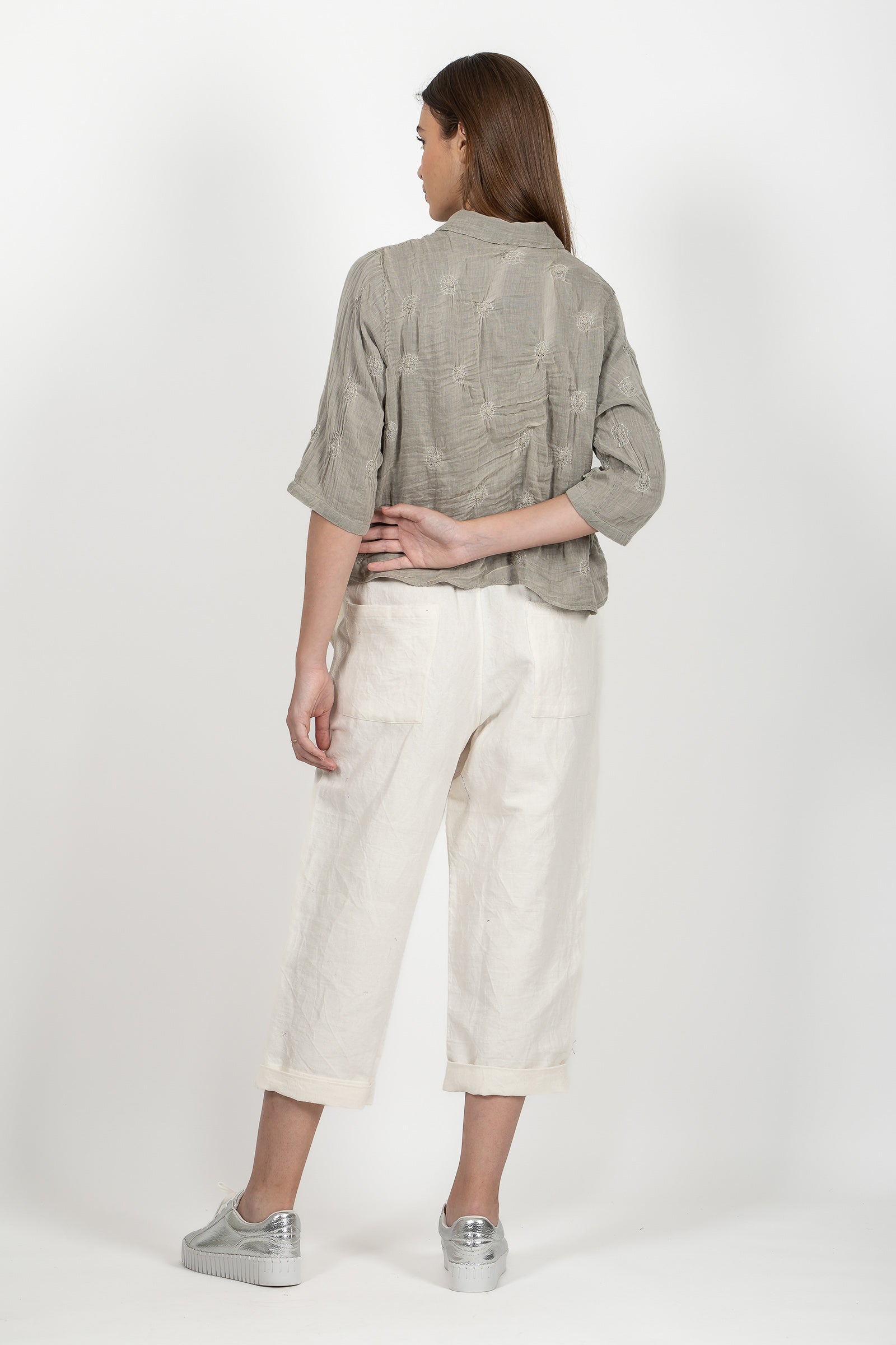 Gauze Shibori Garment Cropped Shirt