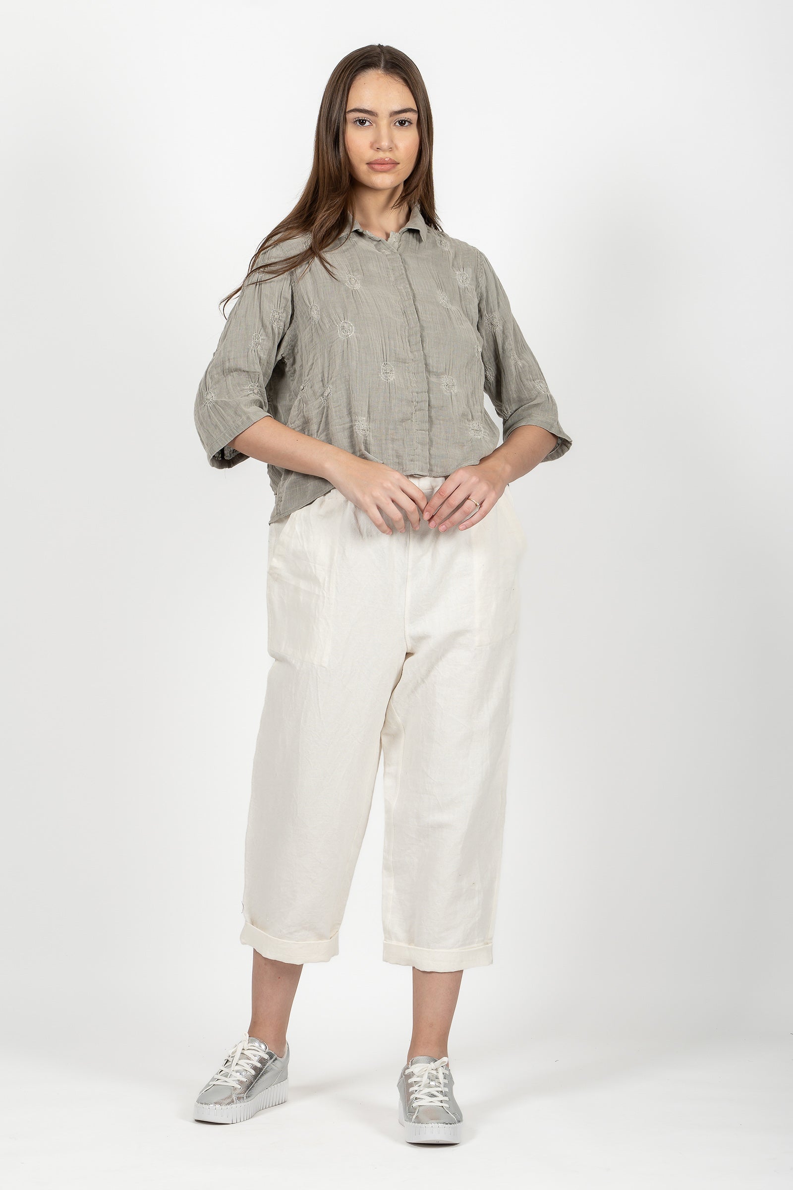 Gauze Shibori Garment Cropped Shirt